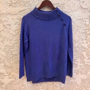 Talbots Purple Blue Button Shoulder Mock Neck Sweater Size Small